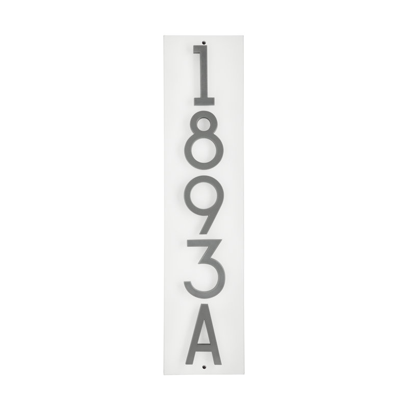 Floating Stand-Off 5-Number Vertical Sign, White /W/ Silver Modern Font Numbers, Yes