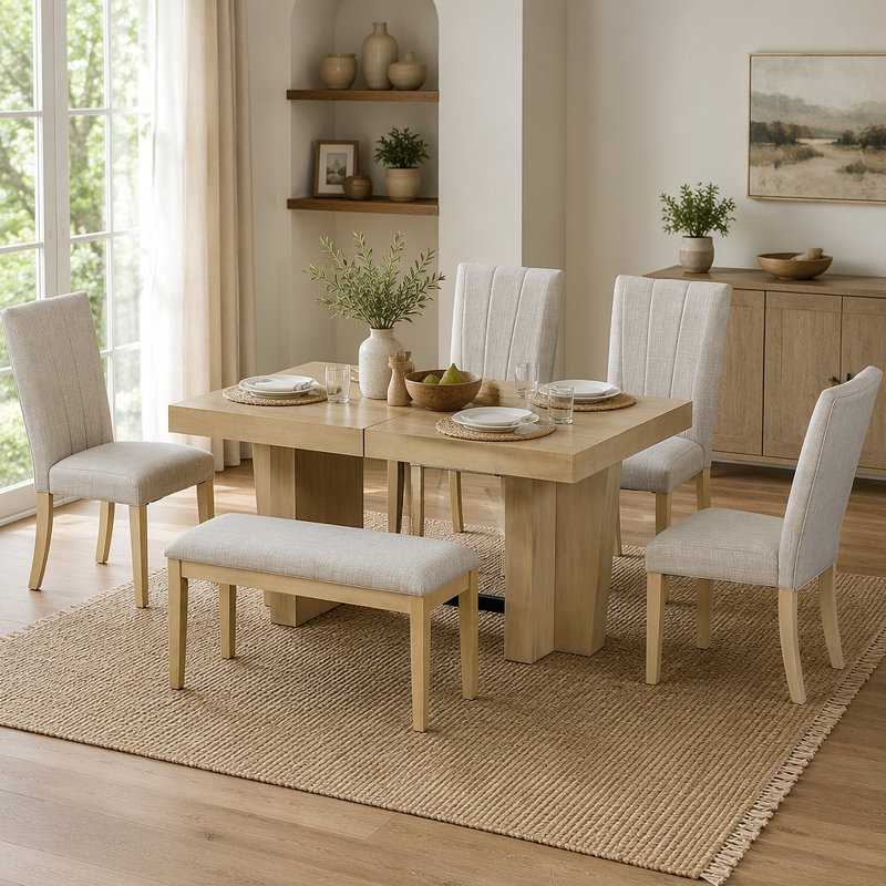 Ensemble de table de salle à manger en bois extensible Farmhouse