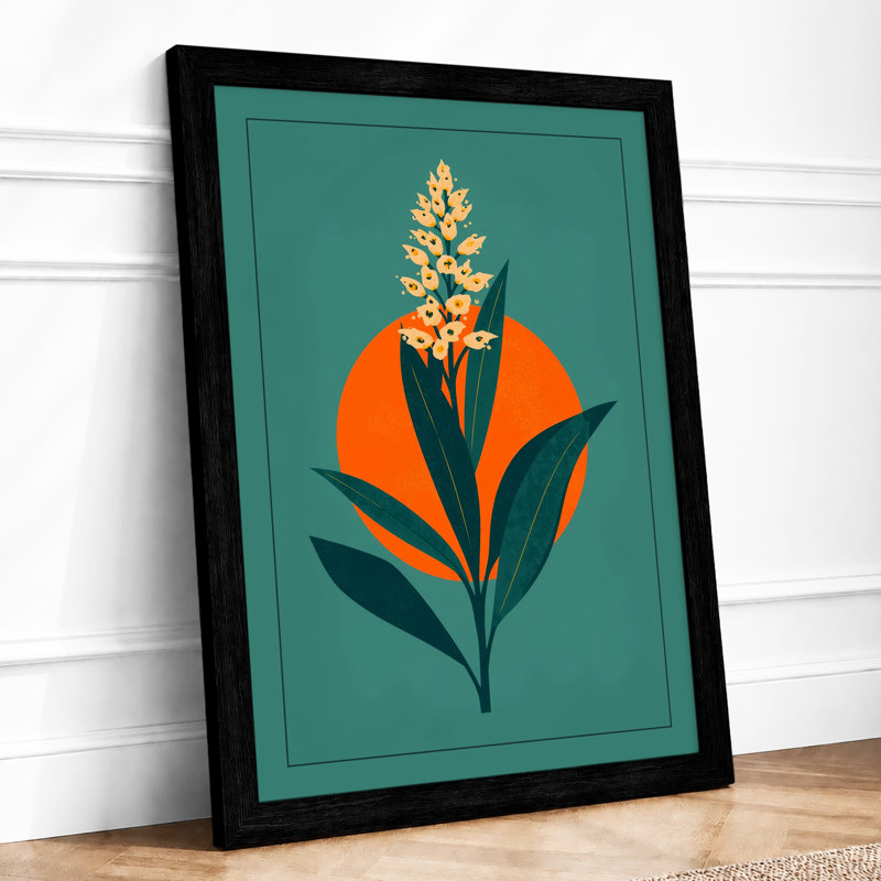 Golden Bloom Botanical - Framed Print, A1 - 84.1 x 59.4 cm, Black