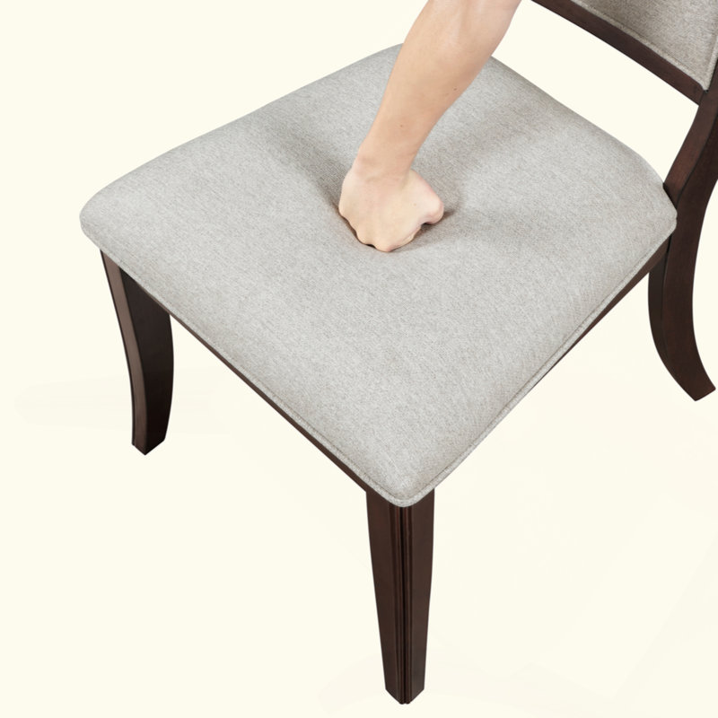 Ensemble de chaises d'appoint traditionnelles 2 pièces, siège cerise rembourré beige