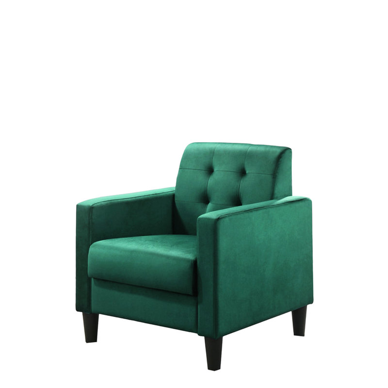 Fauteuil en velours de 27,5 po avec siège en mousse et siège carré