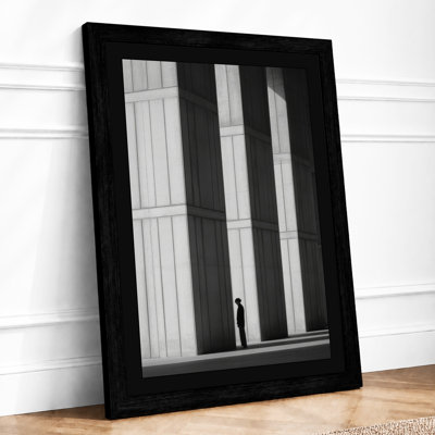 Figure Between Columns Industrial - Framed Print