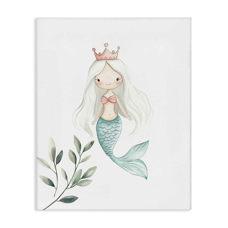 Princesse sirène et toile de verdure, design par Christine Simpson Art, H 20 po x l 16 po