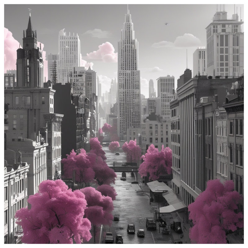 Rideaux de douche Pink Trees Cityscape, L 70 po x H 84 po