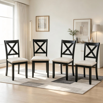Ensemble de 4 chaises d'appoint rembourrées noires