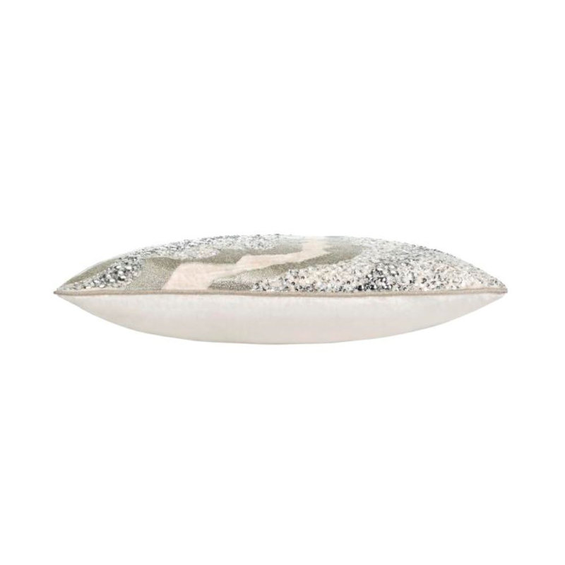 Dawn Sequined Velvet Throw Pillow, Silver