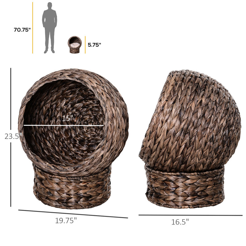 Lit surélevé pour chat, coussin douillet, panier, fauteuil à œufs, H 23,5 po, panier surélevé à coussin souple gris