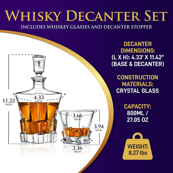 Mini Capacity 10.5Oz Glass Clear Decanter for home