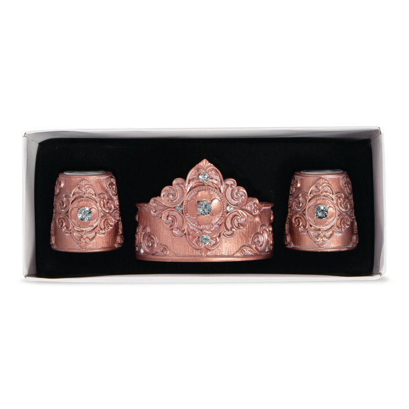 3.6'' H Resin Tabletop Candlestick, Rose Gold