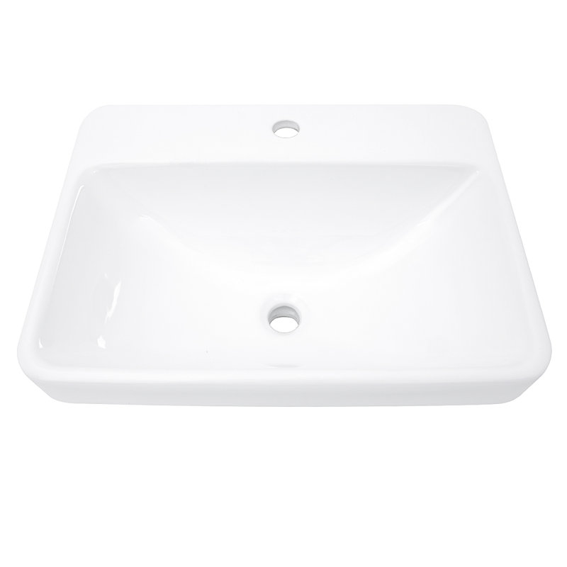 Nantucket Sinks Great Point 17.25 " Vitreous China Rectangular Bathroom Sink and Overflow Hole
