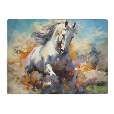 Horse Action  Glass Chopping Board