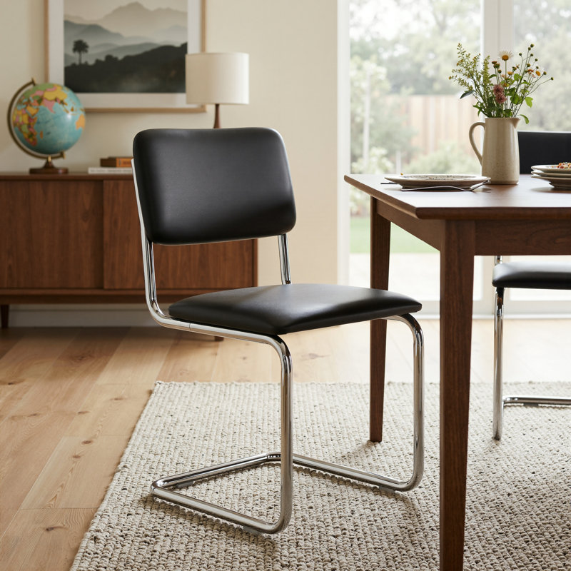 Chaise en cuir Walsh, Cuir vegan noir minuit
