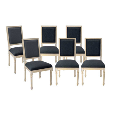 Fornear French Country Upholstered Dining Chairs with Square Back, Wire drawing and carving techniques