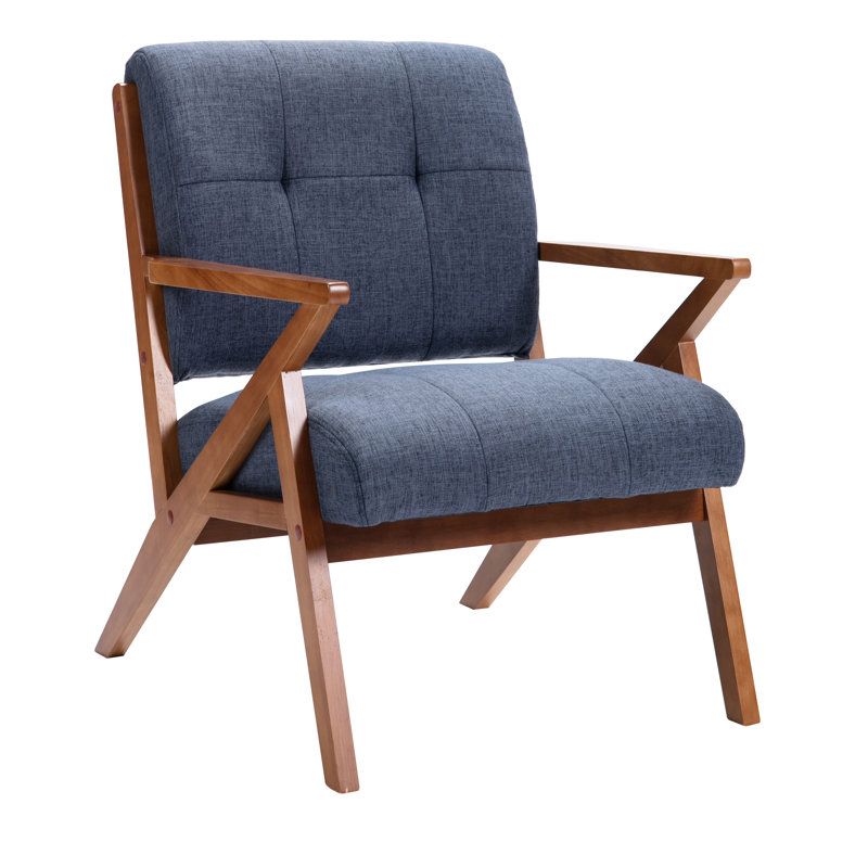 Fauteuil de chambre capitonné Drennen, Bleu