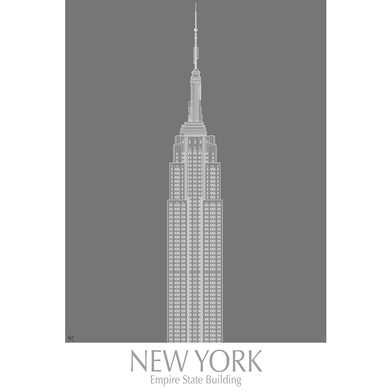New York Empire State Building, monochrome, H 30 po x l 20 po x P 1,25 po