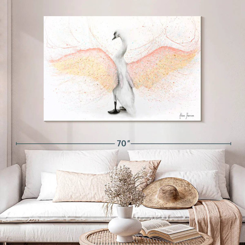 Joli cygne blanc, H 34 po x l 51 po