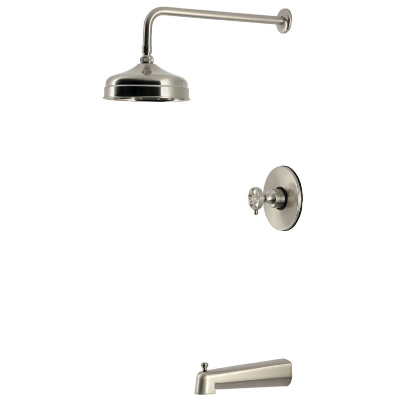 Kingston Brass Webb Single-Handle Pressure Balanced Tub and Shower Faucet, Brushed Nickel