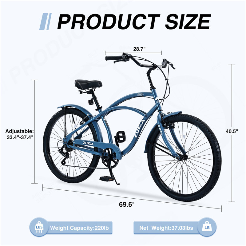 Vélo 7 vitesses à 7 vitesses, vélo de plage 26 po, Blue