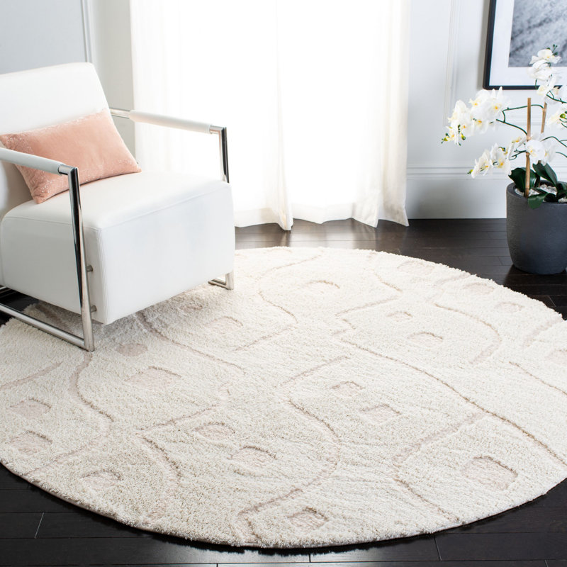 Atisha Shag Performance Abstract Rug, Round 6'7"