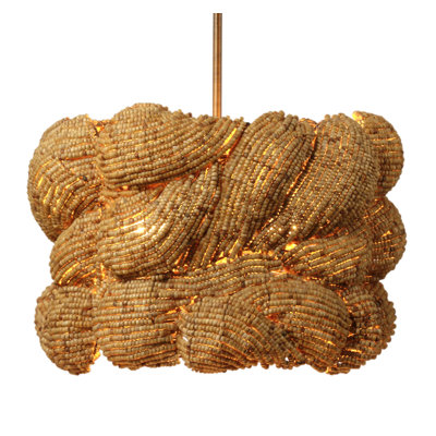 Anguilla 3-Light Wood Beaded Chandelier, Natural
