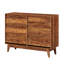 Bevel Design, style rétro, commode double à 6 tiroirs, brun, commode de style couloir avec 47,3 pouces de largeur, pour garde-robe de chambre à coucher