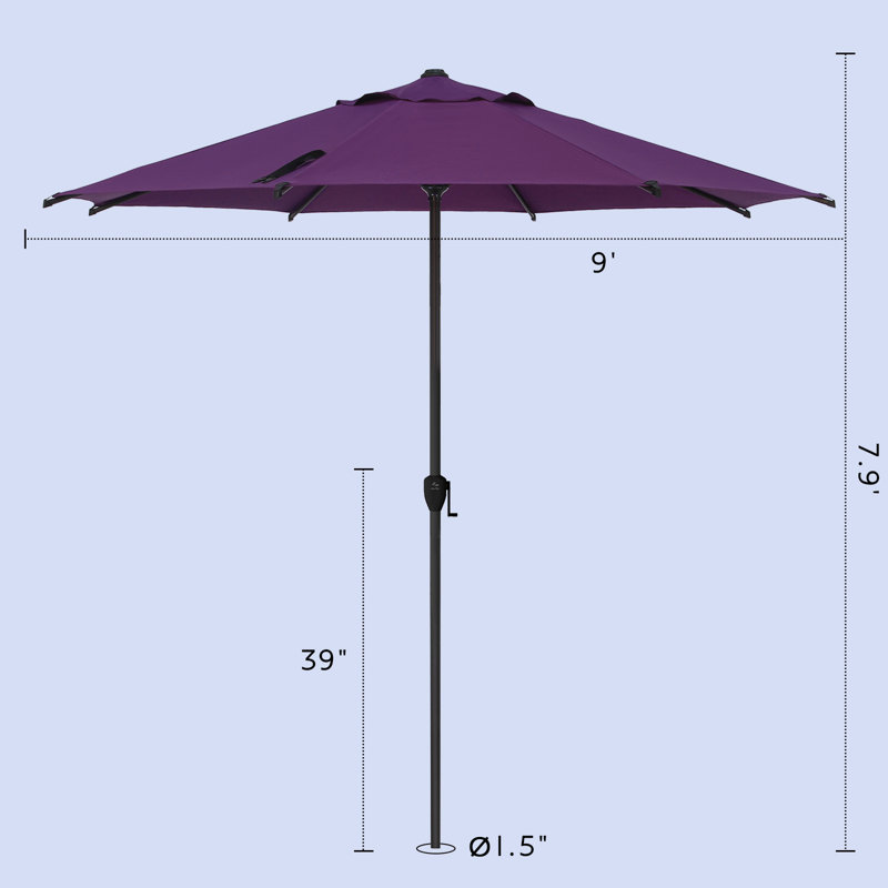 Parasol de marché à manivelle Lyon, L 108 po x P 108 po, Mauve