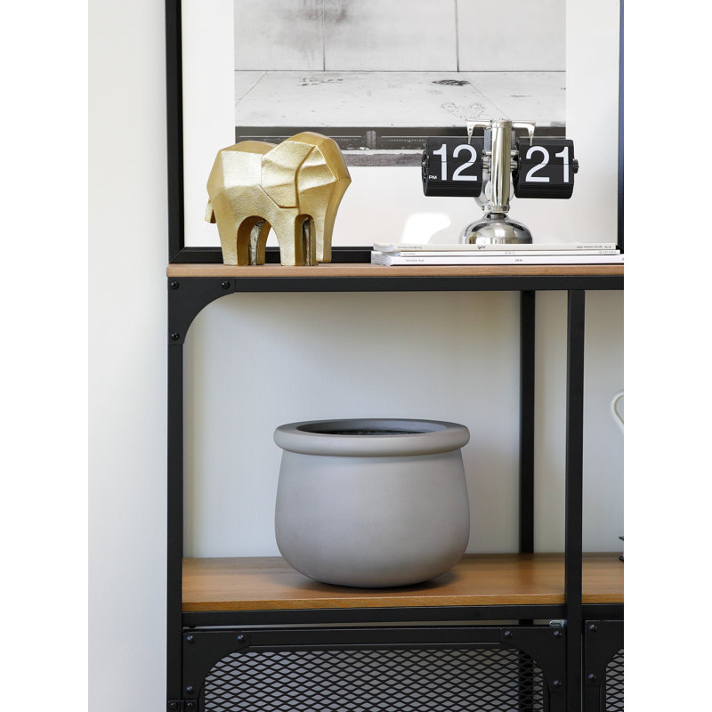 Pot de fleurs en fibre de pierre, Gris, H 12,5 po x l 15,75 po x P 15,75 po