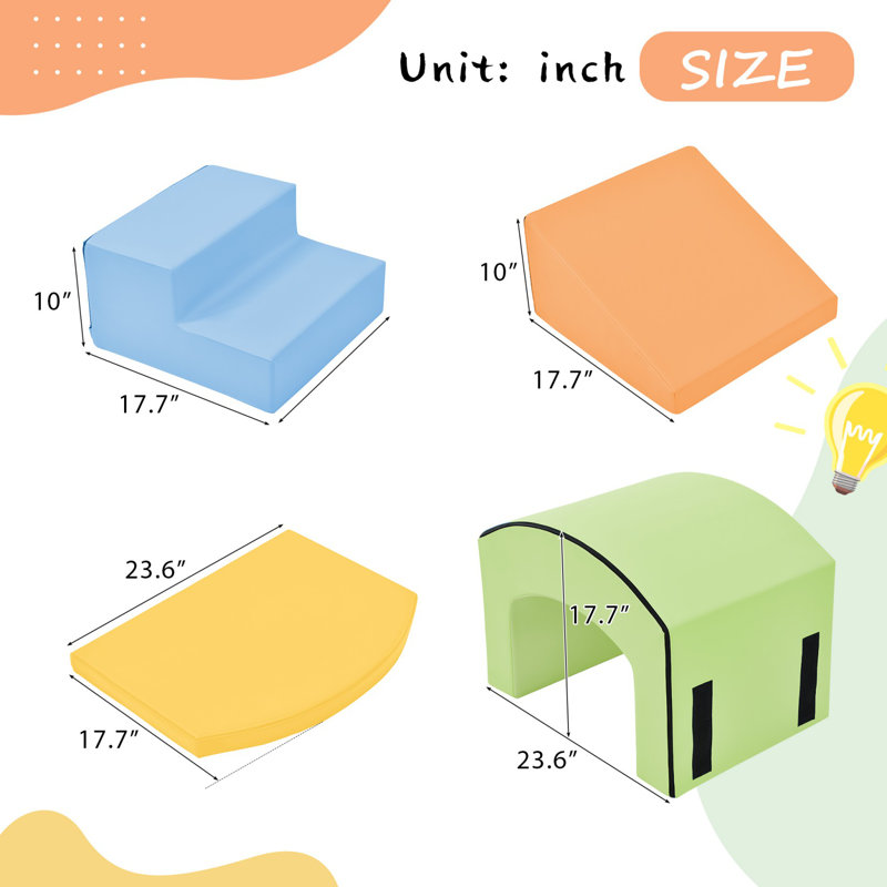 Colourful Soft Climb and Crawl Foam Playset 7 in 1, Soft Play Equipment Climb and Crawl Playground for Toddlers