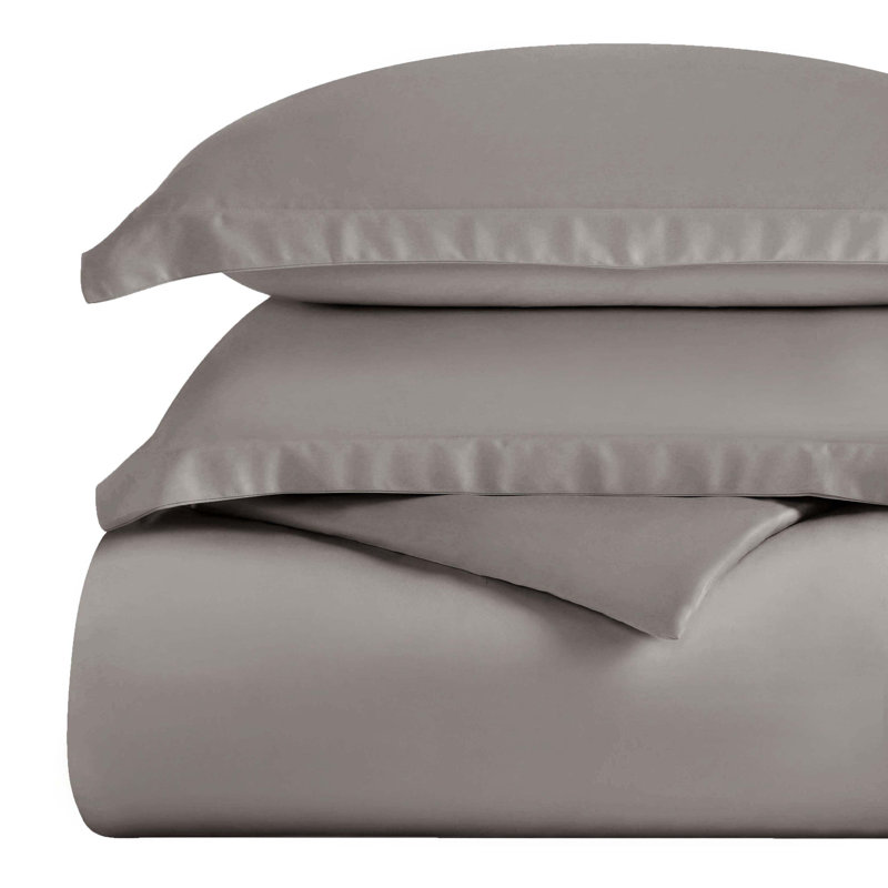 Mitchell Egyptian Cotton Blend 300 Thread Count Solid Duvet Cover Set With Pillow Shams, Twin Duvet Cover + 1 Standard Sham