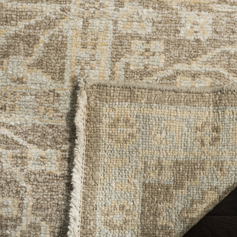 Oushak Hand Knotted Viscose Rug, Rectangle 6' x 9''