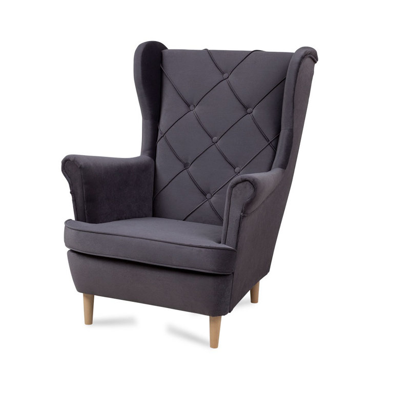 Aspen Velvet Wingback Chair, Grey