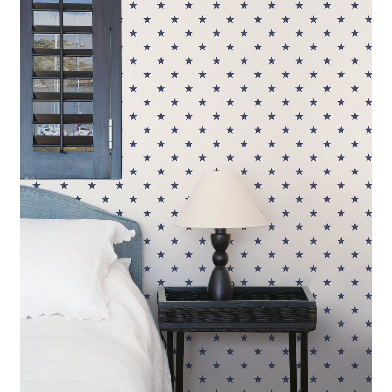 Galaxy 10m x 53cm Matte Wallpaper Roll, White/Navy Blue