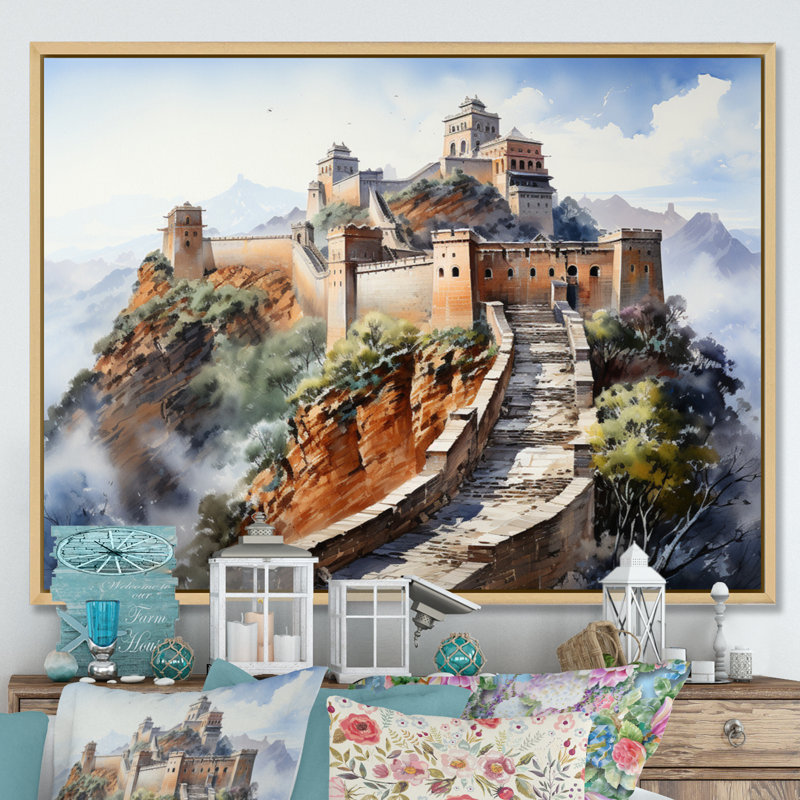 Paysage asiatique III sur toile, Cadre naturel flottant, H 16 po x l 32 po x P 1 po