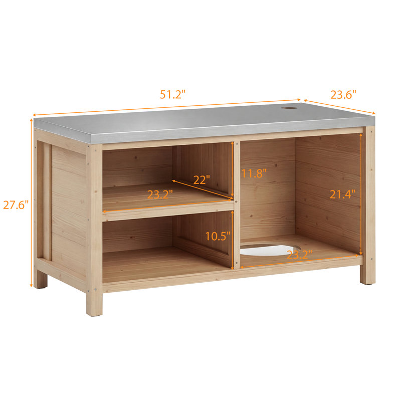 Îlot de cuisine l 51,2 po, Brun orangé