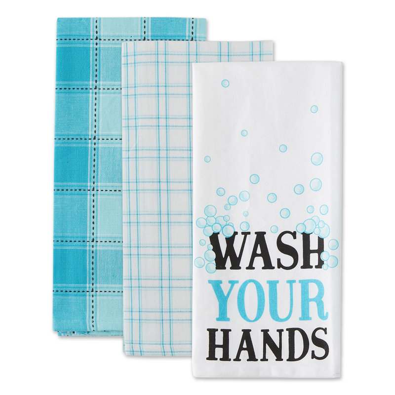 Cotton Plaid Waffle Tea Towel Kitchen Towel, Blue