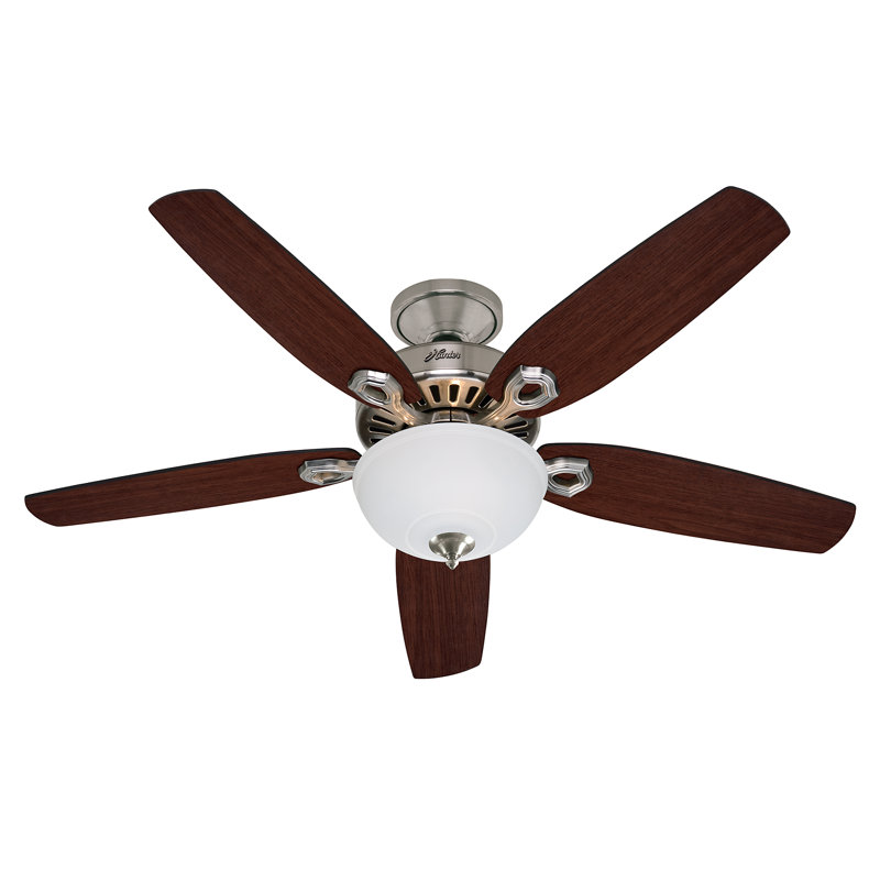 132cm Ceiling Fan with Light Kit, Brazilian Cherry/Burnt Walnut, Brushed Nickel