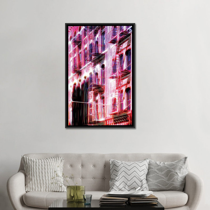 «Red Facade» sur toile, H 48 po x l 32 po x P 1,5 po, Toile avec cadre noir, Pas de tapis