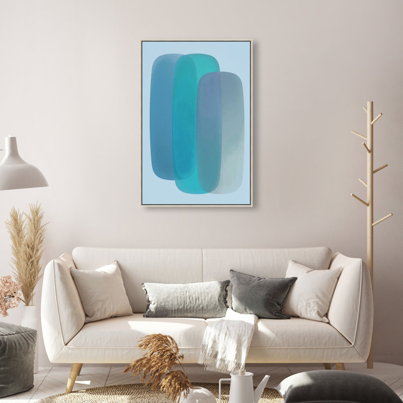 Teal Gradients Print by Oliver Gal, 16"H x 11"W, Silver Floater Frame