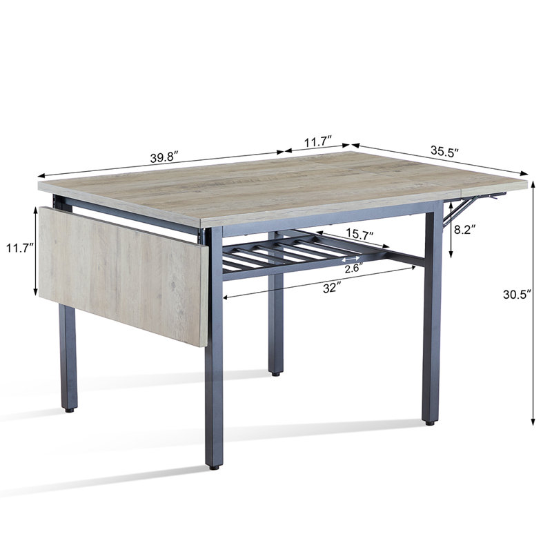 Foldable Dining Table For 2-6, Drop Tables For Small Spaces, Extendable Dining Room Table, Gray
