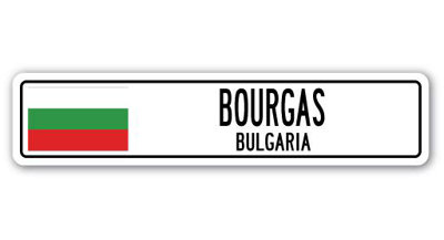 Plaque de rue en aluminium, drapeau de la ville de bourgas, Bach