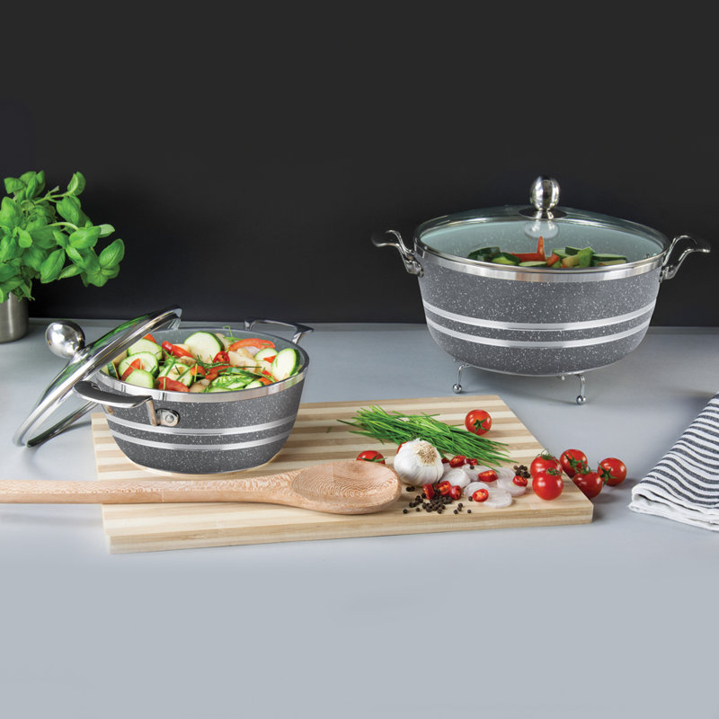 Mianra 10 - Piece Non-Stick Aluminum Cookware Set, Grey