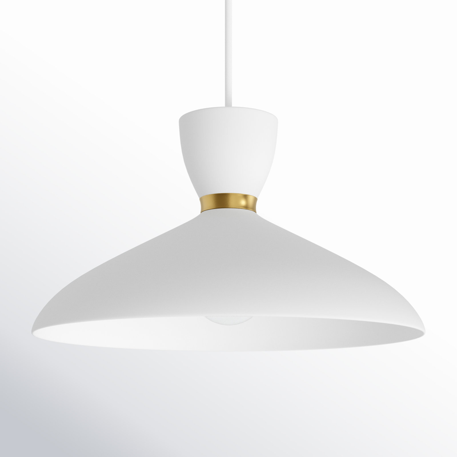 Single Light Aluminum Dimmable Pendant, Satin Brass/White