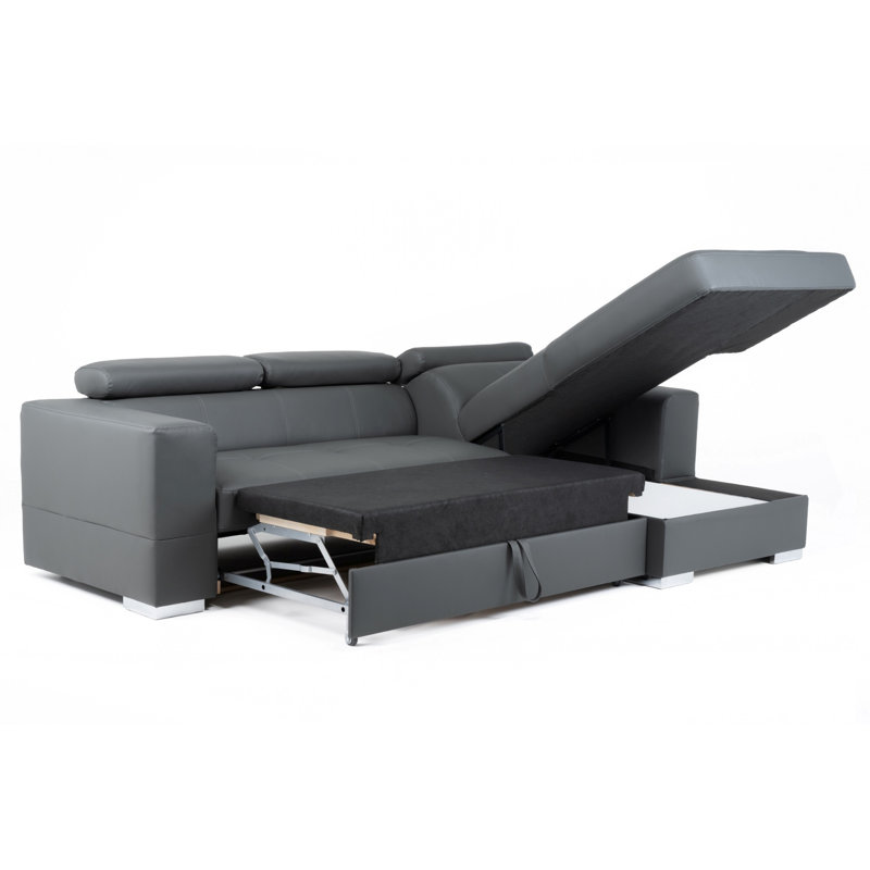 Aana Faux Leather Corner Sofa Bed, Right Hand Facing