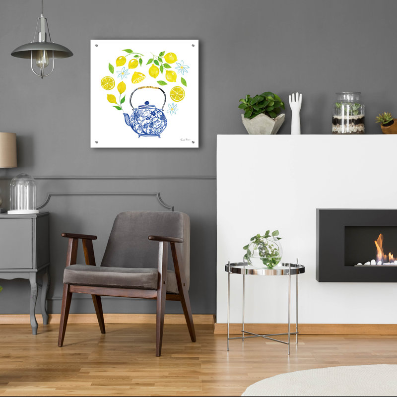 Art mural en verre épique «Organic Tea 2» par Farida Zaman, 24 po x 24 po, H 24 po x l 24 po