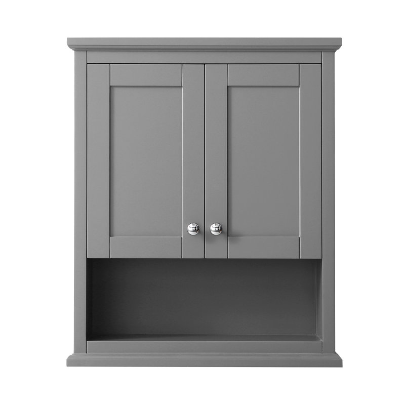 Avery Solid Wood Over The Toilet Storage, Dark Gray/Polished Chrome