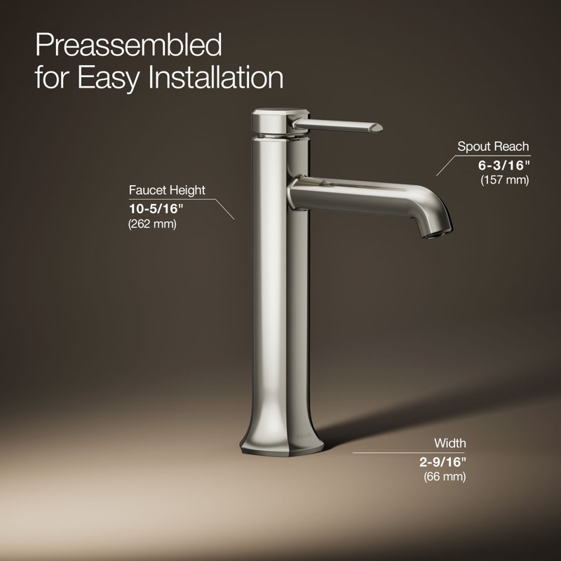 Occasion Tall Single-Handle Vessel Sink Bathroom Faucet with Drain Assembly, Vibrant Polished Nickel, 1.2 GPM 