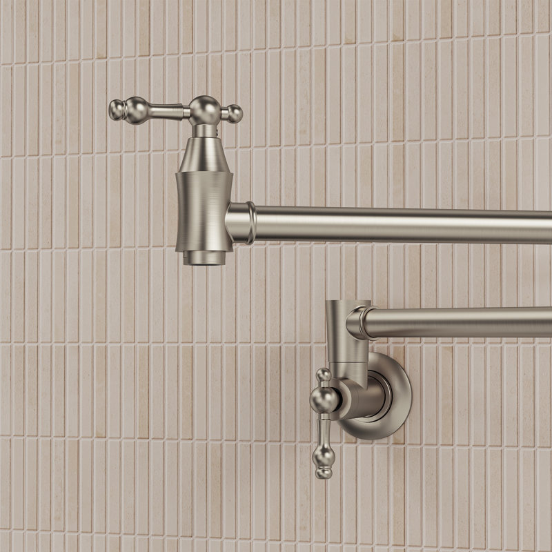Robinet de cuisine mural remplissant un bras pivotant, robinet de cuisine à 2 poignées pour utilisation avec poêle