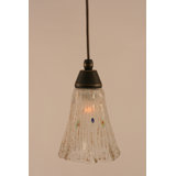Cord Hung Mini Pendant Shown In Dark Granite Finish With 5.5" Fluted Crystal Glass