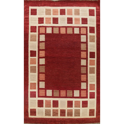 Tapis unique en laine noué à la main Kashkoli nouvel âge rouge 9 pi 1 po x 12 pi 2 po
