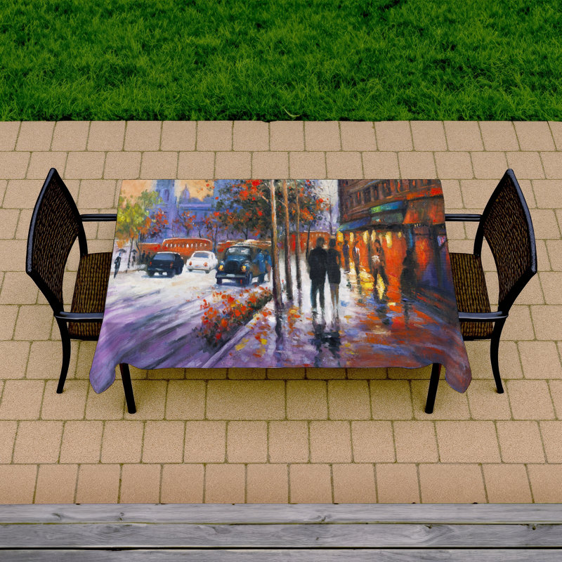 City by Fall Tablecloth | Street Scenery Bedroom Decor